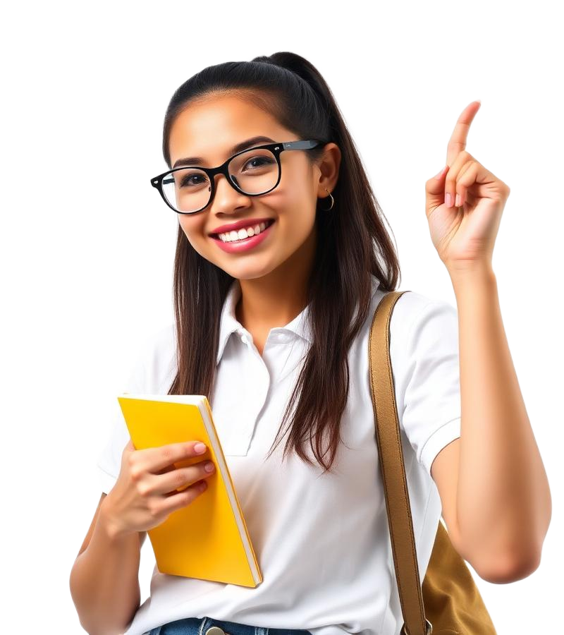 Student pointing upward
